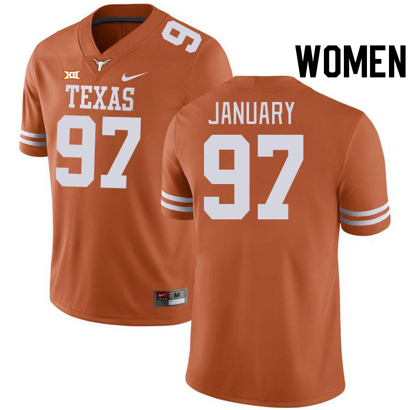 Women #97 Alex January Texas Longhorns College Football Jerseys Stitched-Orange